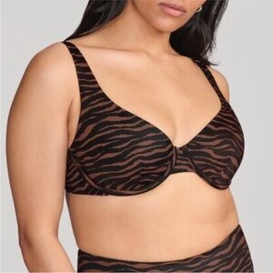 NWT CUUP Brown and Black Zebra Underwire Bikini Top